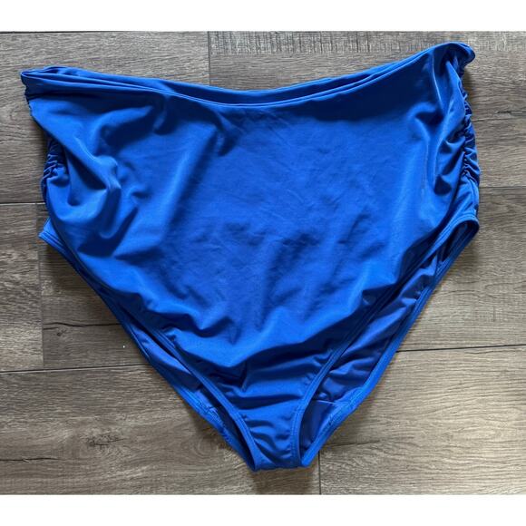 Cacique Foldover‎ Waist High Leg Swim Brief Bottom in Beaucoup Blue Size 26 - Picture 2 of 8